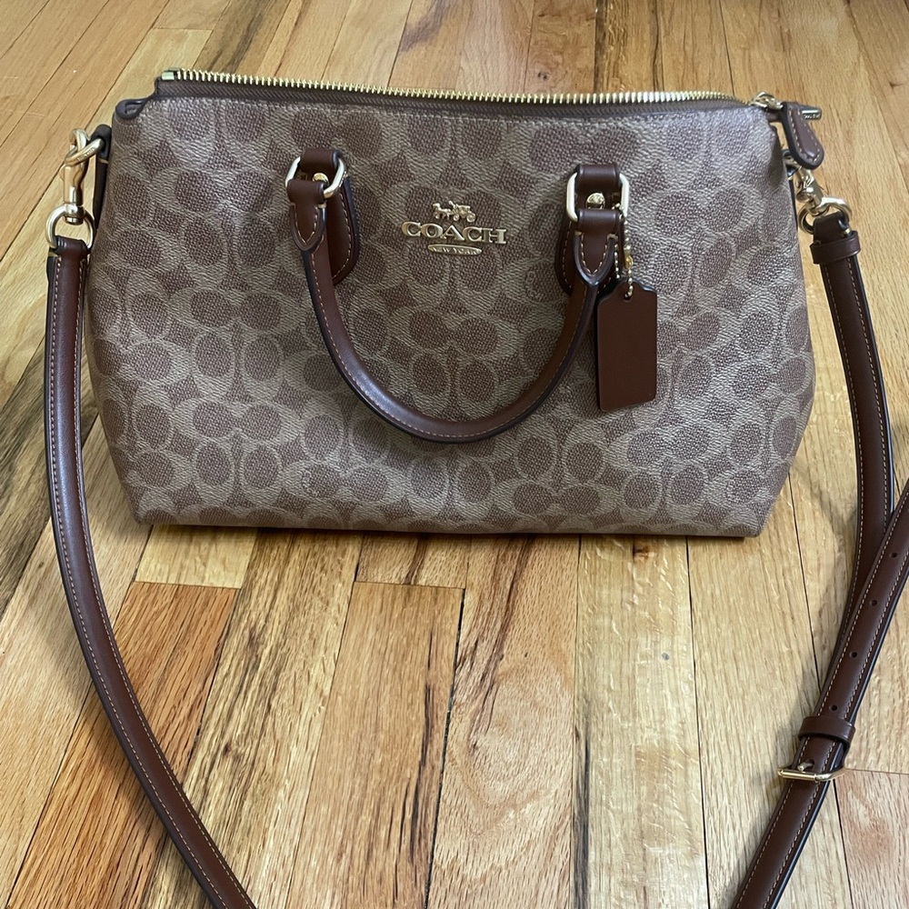 Coach Tan and Brown Signature Satchel